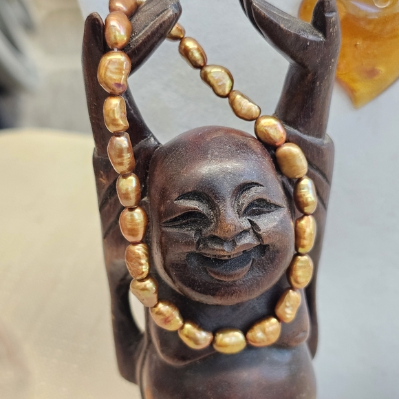 SET! Bronze Blown Glass Heart Pendant with Pearl and Beaded Bracelets - Picture 10 of 15